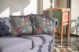 20" Purple Gray Garden Decorative Suede Throw Pillow