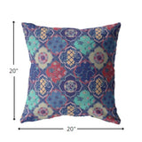 20â Navy Red Trellis Suede Throw Pillow