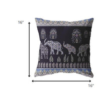 16? Purple Ornate Elephant Suede Throw Pillow