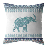 16? Teal Ornate Elephant Suede Throw Pillow