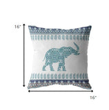 16? Teal Ornate Elephant Suede Throw Pillow