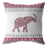 16? Red White Ornate Elephant Suede Throw Pillow