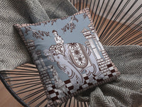 16? Blue Brown Ornate Elephant Suede Throw Pillow