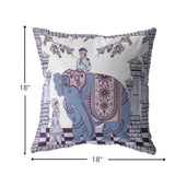 18? Blue Purple Ornate Elephant Suede Throw Pillow