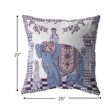 18? Blue Purple Ornate Elephant Suede Throw Pillow
