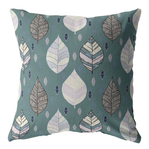 16? Pine Green Leaves Suede Decorative Throw Pillow
