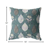 18? Pine Green Leaves Suede Decorative Throw Pillow