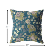 20â Teal Green Jacobean Suede Throw Pillow