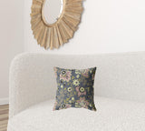 16â Gray Pink Jacobean Suede Throw Pillow