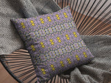 16â Purple Yellow Geofloral Suede Throw Pillow