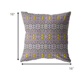 16â Purple Yellow Geofloral Suede Throw Pillow