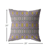 20â Purple Yellow Geofloral Suede Throw Pillow