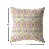 16â Yellow Lavender Geofloral Suede Throw Pillow
