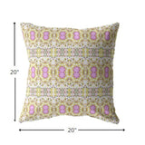 20â Yellow Lavender Geofloral Suede Throw Pillow