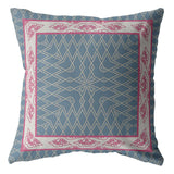 16" Pink Blue Nest Ornate Frame Suede Throw Pillow