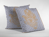 16â Gold Gray Hamsa Boho Suede Throw Pillow