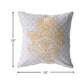 18â Gold Gray Hamsa Boho Suede Throw Pillow