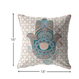 18â Blue Gray Hamsa Boho Suede Throw Pillow
