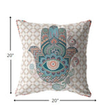 20â Blue Gray Hamsa Boho Suede Throw Pillow