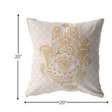 20â Gold White Hamsa Boho Suede Throw Pillow
