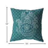 18â Teal White Hamsa Boho Suede Throw Pillow
