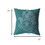 20â Teal White Hamsa Boho Suede Throw Pillow