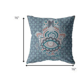 16â Slate Blue Hamsa Boho Suede Throw Pillow