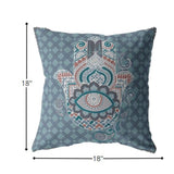 18â Slate Blue Hamsa Boho Suede Throw Pillow
