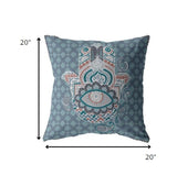 20â Slate Blue Hamsa Boho Suede Throw Pillow