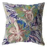 16? Lilac Green Hibiscus Suede Decorative Throw Pillow