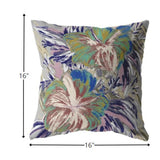 16? Lilac Green Hibiscus Suede Decorative Throw Pillow