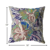 18? Lilac Green Hibiscus Suede Decorative Throw Pillow