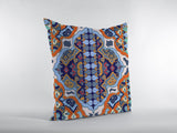 18" Orange Blue Decorative Suede Throw Pillow