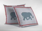 16â Blue Pink Elephant Boho Suede Throw Pillow