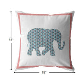 18â Blue Pink Elephant Boho Suede Throw Pillow