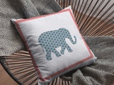 20â Blue Pink Elephant Boho Suede Throw Pillow