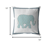 18â Blue White Elephant Boho Suede Throw Pillow