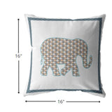 16â Gold White Elephant Boho Suede Throw Pillow