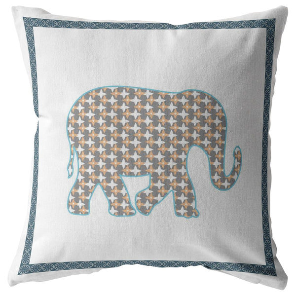 20â Gold White Elephant Boho Suede Throw Pillow