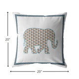 20â Gold White Elephant Boho Suede Throw Pillow