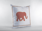 16â Orange White Elephant Boho Suede Throw Pillow