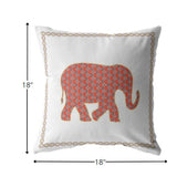 18â Orange White Elephant Boho Suede Throw Pillow