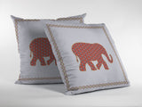 20â Orange White Elephant Boho Suede Throw Pillow