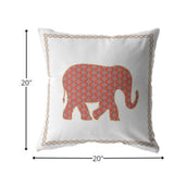 20â Orange White Elephant Boho Suede Throw Pillow