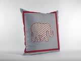 20? Red Gray Elephant Boho Suede Throw Pillow