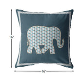 16? Spruce Blue Elephant Boho Suede Throw Pillow