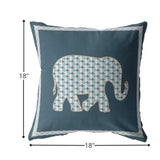 18? Spruce Blue Elephant Boho Suede Throw Pillow
