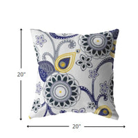 20â Navy White Floral Suede Throw Pillow