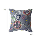 16â Gray Pink Floral Suede Throw Pillow