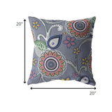 20â Gray Pink Floral Suede Throw Pillow